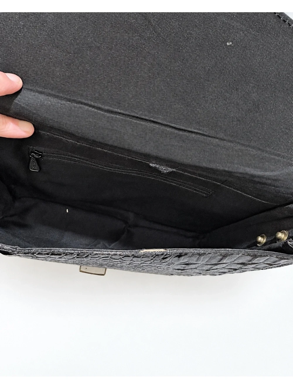 Vintage Crocodile Embossed Patent Leather Envelope Clutch